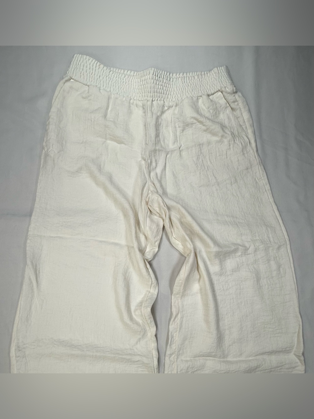 A new day Cream Elastic-Waist Wide Leg Cropped Pants